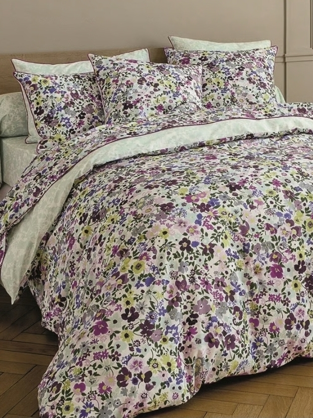 Anne de Solene Queen Duvet Cover Paresse Floral Cotton Percale $440, New!